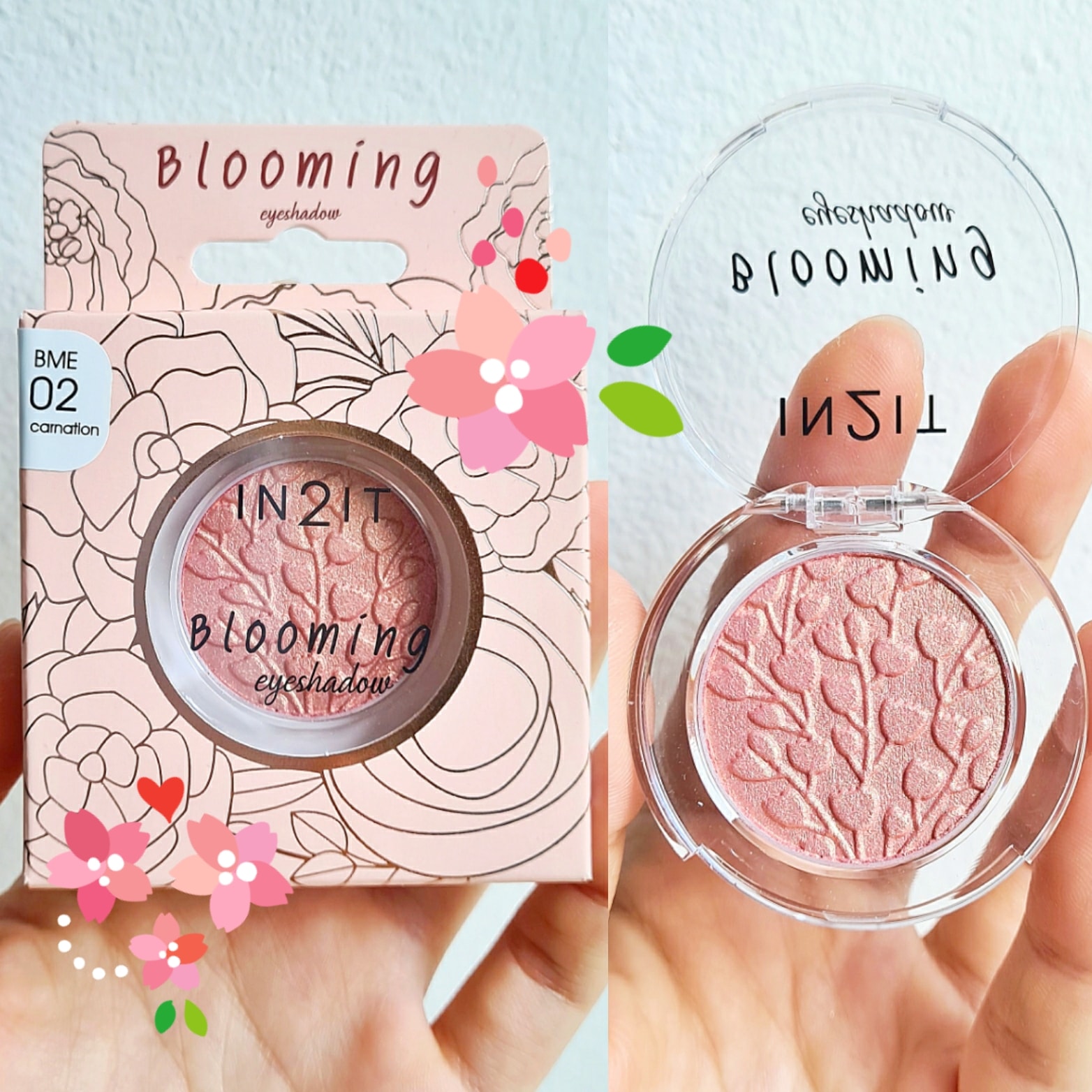 IN2IT Blooming Eye Shadow #02 Carnation อายแชโดว์เนื้อมุก เติมสีสันให้ดวงตาคู่สวย บางเบาแต่ติดทนดูธรรมชาติ พร้อมสารบำรุงจากดอกไม้