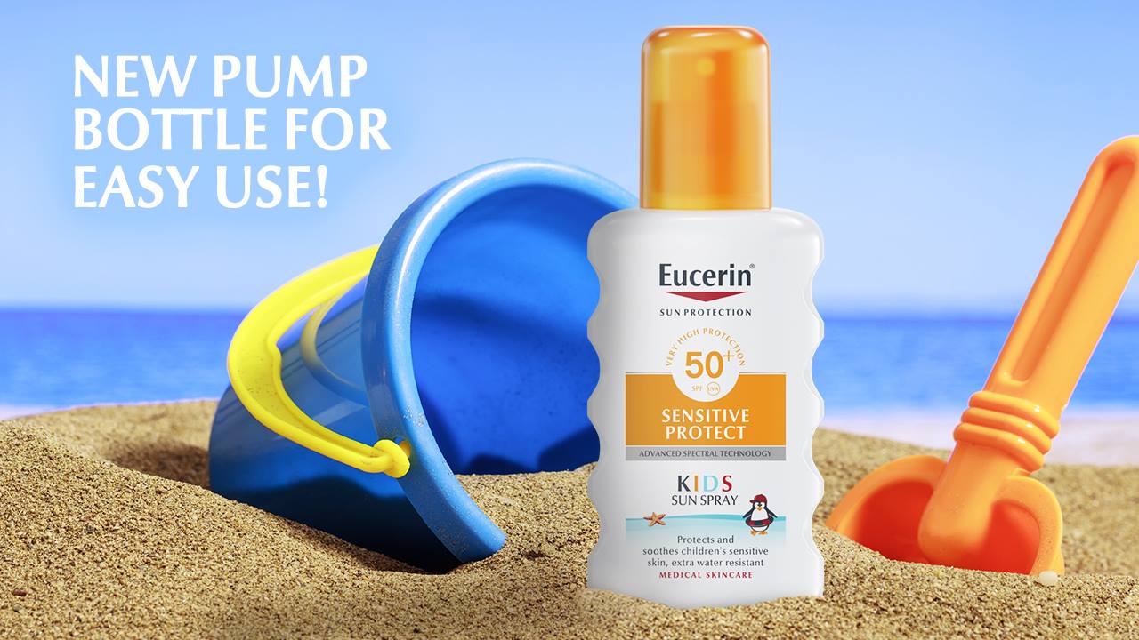 Eucerin Sun Protection Kids Sun Spray SPF 50+ 200ml ปกป้องและบรรเทาผิวบอบบางของเด็ก และลดความเสี่ยงของความเสียหายที่ผิวหนังในระยะยาว